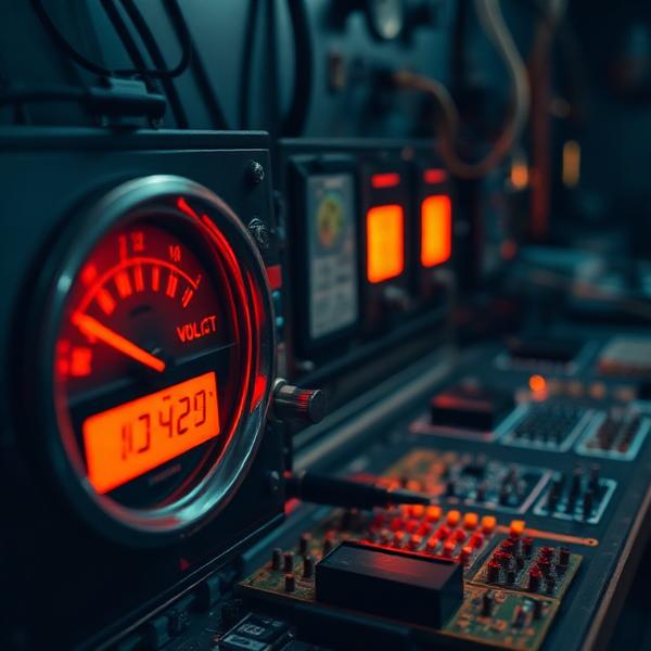 Instrumento de medição e placas eletrônicas em bancada de diagnóstico